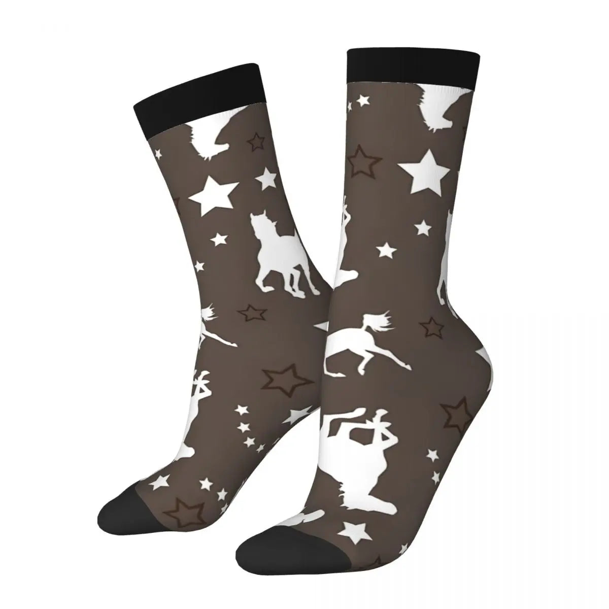 Chocolate Brown Equestrian Horse Pattern socks