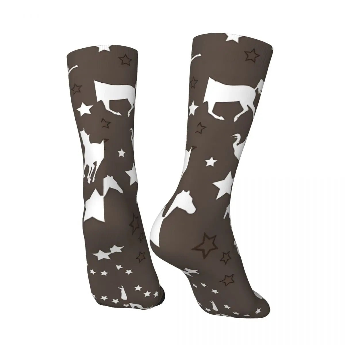 Chocolate Brown Equestrian Horse Pattern socks