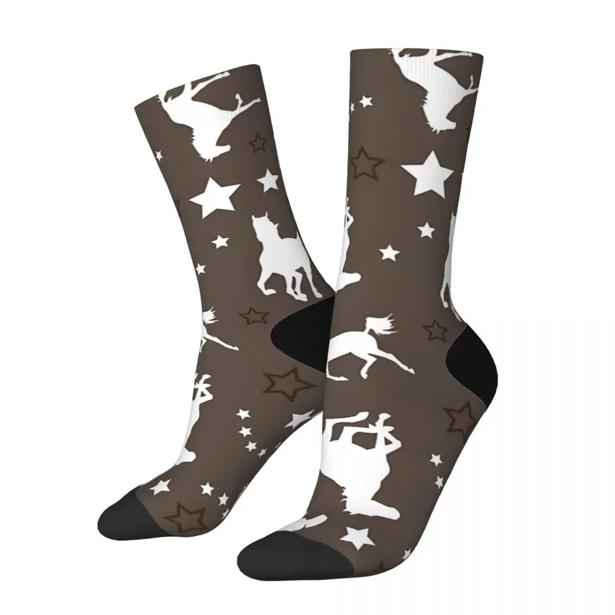 Chocolate Brown Equestrian Horse Pattern socks