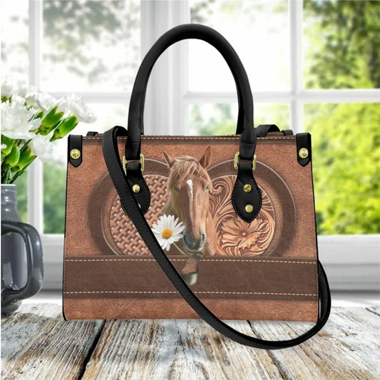 Horse Print Luxury Handbag  PU Leather