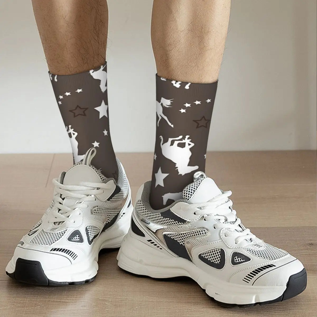 Chocolate Brown Equestrian Horse Pattern socks